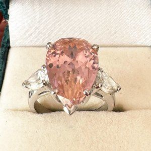 Suzanne Somers Pink Teardrop Cocktail Ring size 7